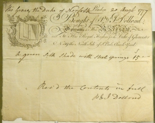 image of Instrument Makers' Receipt of 1777